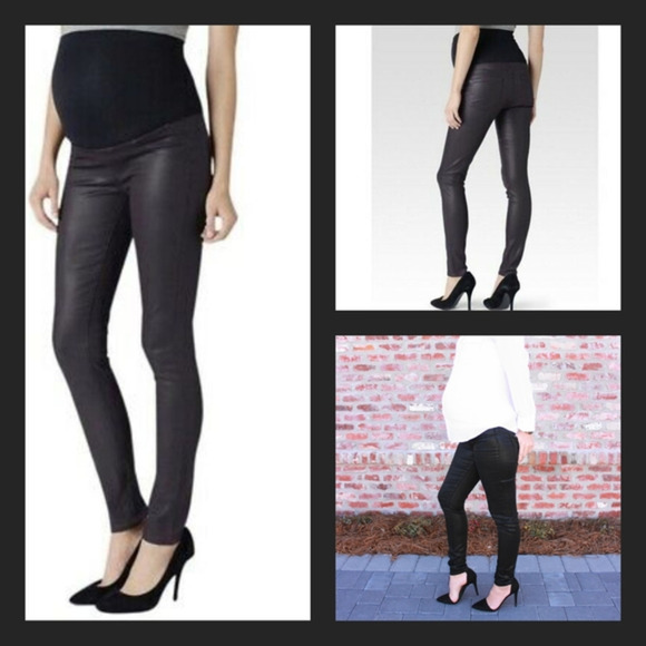 Denim Verdugo‎ Ultra Skinny in Black Coated Stretch Maternity Jeans - Picture 1 of 3